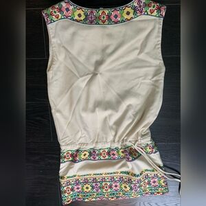 Kenzo Cream Dress with Multicolor Embroidery